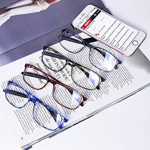 DOOViC Компютърни Очила За Четене 4 Опаковки Синя Светлина Блокер Очила Анти-Стрес на Очите Гъвкави Леки Ридеры за