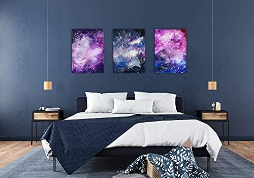 YS Goods Galaxy Room Decor – Монтиране на изкуството с 3 панели с размер 12 x 16 инча, в абстрактното платно от космическото