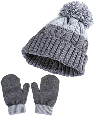 Хлапето първите стъпки /Комплект шапки за еднократна употреба и Варежек за деца - Мека Шапка с pom-помераните и ръкавици