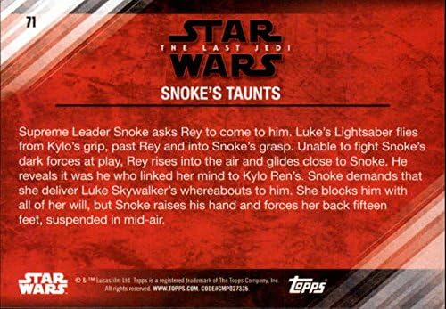 2018 Заменя търговска карти Star Wars The Last Джедаите Series 2 Blue 71 Snoke's Taunts в в (почти ментовото