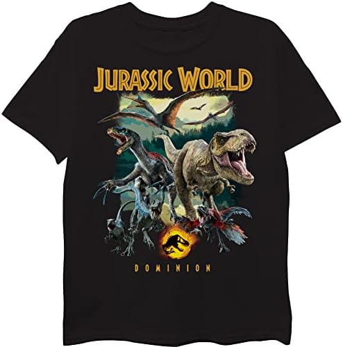 Тениска за бягане Jurassic World Boys Dominion Raptor & T-rex за момчета