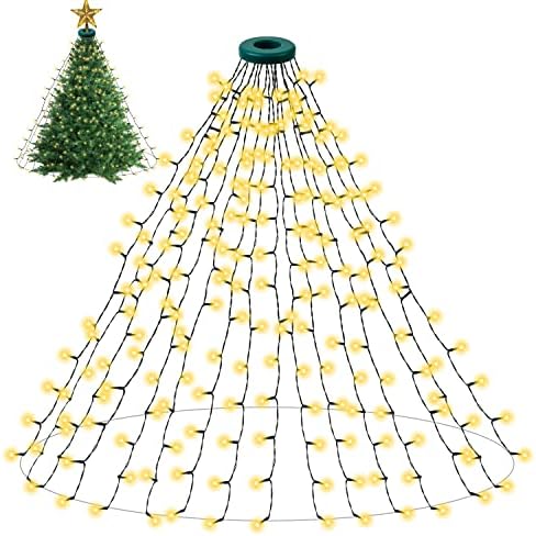 Светлините на Коледната елха - WarmWhite 400 LED 6,59 фута x 16 Висящи осветителни тела Коледна Украса с 8 Модели,