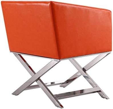 колона M Малина, средата на века, съвременно стол за дневна с кръгла седалка, кожен стол с акцент, 22 инча, комплект от 1, orange