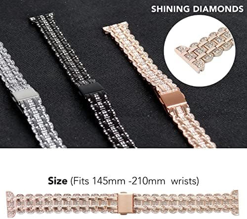 Aresh е Съвместим с Samsung Galaxy Watch 5 Джапанки 40 мм 44 мм, Бижутериен гривна с метална каишка с диаманти,