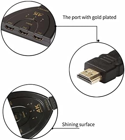 YLHXYPP 4K 3D Mini 3-портов HDMI-съвместим табло 1.4 b 4K Switcher Сплитер 3 in 1 Out Port Hub (цвят: както е показано, размер: