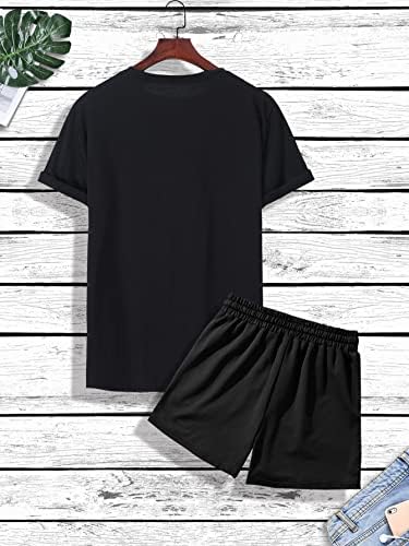 Мъжка Тениска с Изображение на Мечка GORGLITTER с Къс Ръкав и кръгло деколте и Спортни Къси панталони за Експозиции с Джоб