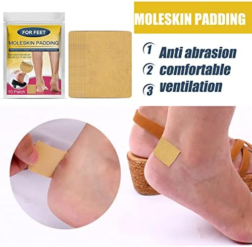Moleskin за крака, 10 X Moleskin Padding Plus, Залепваща основа, Лентата Moleskin Защитава Уязвимите места Обувки