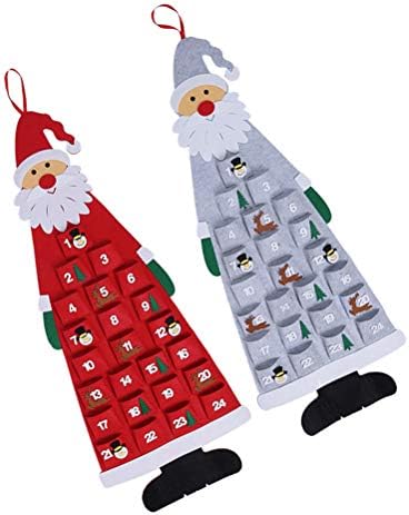 KESYOO 1 Комплект от 2 елемента 2021 Филц Висулки във формата на Коледно Календар (Червен-Сив) за Коледен Декор