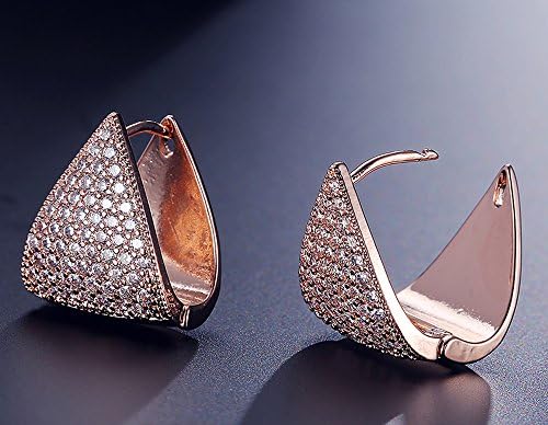 Модерни обеци с кристали, Моделирующие Двоен Триъгълник Goober Лиу, Обеци с Цирконии и Скъпоценни камъни, 1 Чифт (Розово