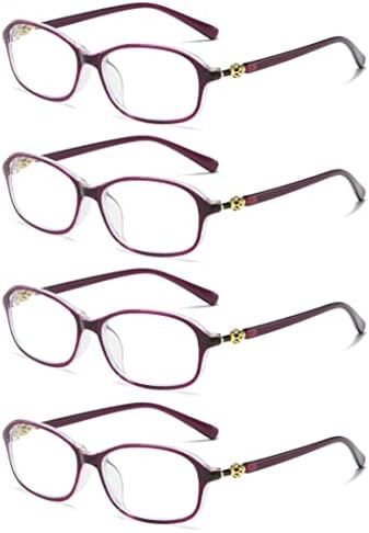 B & Q 4 Двойки от Женски Очила за четене в Овална Рамка, Нападение от Синя Светлина, В Класически Стил и за четене