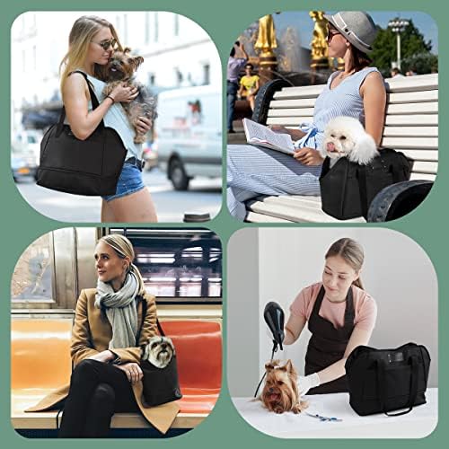 FURHAB Разтегателен Чанта-Переноска за Кучета, Мека чанта-переноска за котки, за Малко Кученце, Средно Коте с джобове,