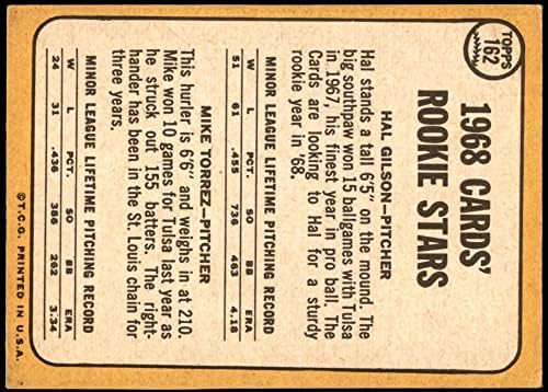 1968 Карта Topps 162 Начинаещи Майк Торес /Хал Гилсон Сейнт Луис Кардиналс (Бейзболна картичка) EX кардинали