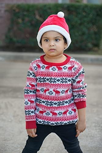 Коледен Пуловер За Малки Момчета И Момичета, Детски Вязаный Памук Пуловер С Коледен Елен, Върхове