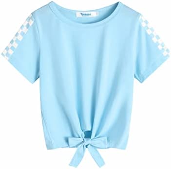 Комплект летни шорти Yimoroe За момичета, Детски Спортна Тениска и Шорти в клетка от 2 теми, Комплекти, Дрехи