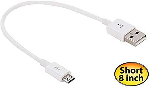 Къс microUSB кабел, съвместим с вашето устройство Lava Spark 266 с висока скорост за зареждане. (1 бяло, 20,
