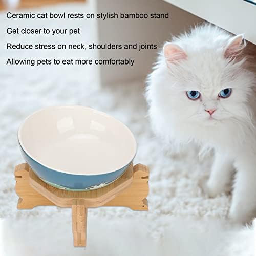 Керамични повдигнати купа за котки, свалящ се и купа за вода за коте, удобна за малки домашни любимци и малки кученца.