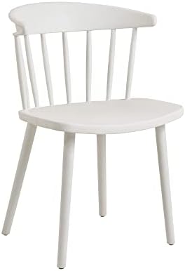 Дома Здрав модерен комплект от 4 стола на пастелни тонове с пластмасова седалка и рамка за кухня, трапезария, спалня (бял)