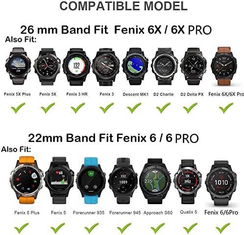 EEOM 26-22 мм Быстросъемный каишка за часовник Garmin Fenix 6X6 Pro 5X5 Plus 3 HR 935 Ендуро Въжета Силикон