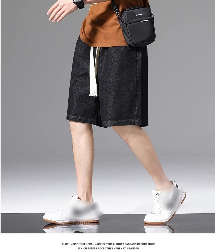BBSJ Тънки Летни Дънкови шорти Slim Fit Шорти в Корейски стил Ежедневни Панталони Младежки Черни Панталони,