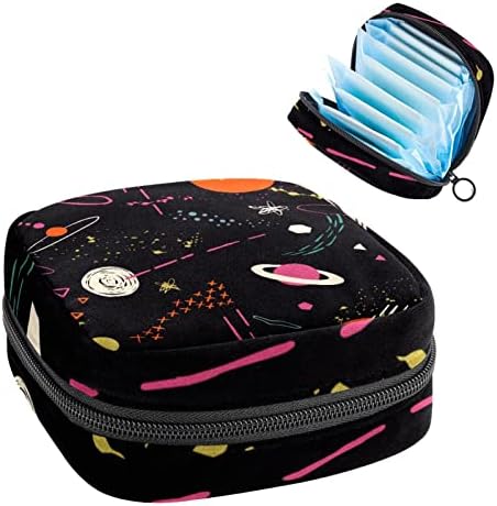 Чанта За съхранение на Хигиенни Кърпички, Цветни Космически Звезди на Планета Оранжево Преносим Менструалния Подложка