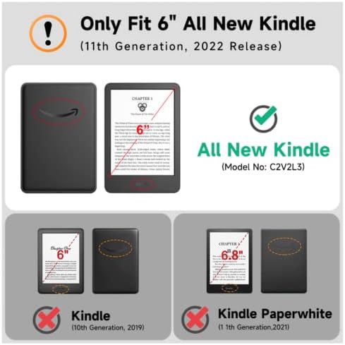 Тънък калъф Ayotu за 6-инчов чисто нов Kindle (11-то поколение 2022 година на издаване), цветен smart-калъф