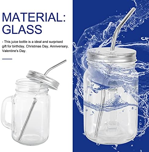Cabilock 2 комплект стъклени чаши-зидари с дръжки и метални соломинками, комплект чаши за пиене