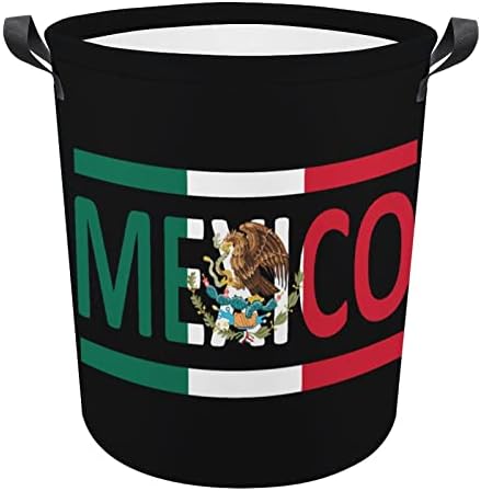 Мексикански Флаг Сгъваема Кошница За Дрехи Водоустойчив Кошница За Съхранение на Отпадъци с дръжка от 16.5