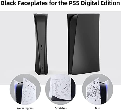 Черна лицева панел за PS5 - Твърд устойчив на удари калъф за Playstation 5 - Защитно покритие за PS5 (Digital edition