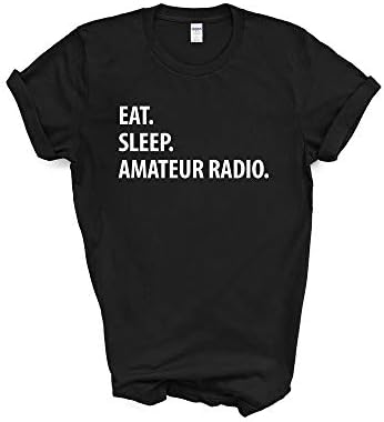 Приятели-Приятели - Тениска За Любителски радио, Eat Sleep Тениска За Любителски радио Мъжки и Женски Подаръци
