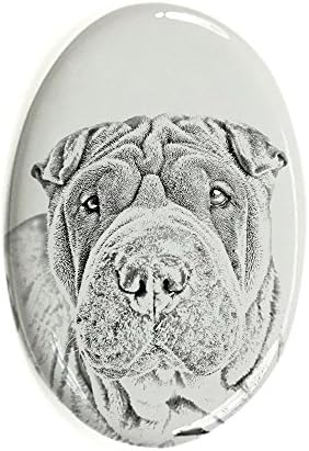 Шар пей, Овално Надгробен камък от Керамични плочки с Изображение на Куче