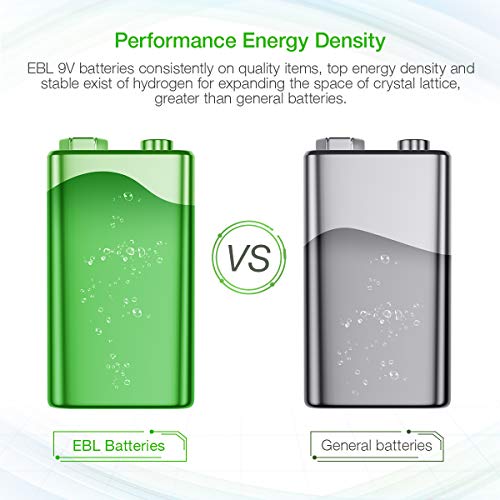 EBL 9-Вольтовые Батерии 600mAh Li-ion Литиево-йонна Акумулаторна Батерия 9V, 6 опаковки