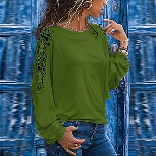 Дамски Ежедневни Мека Тениска с Дълъг Ръкав и кръгло деколте, Свободна Туника, Блуза, Блузи, Свободна Ежедневни Однотонная Блуза, Блузи #