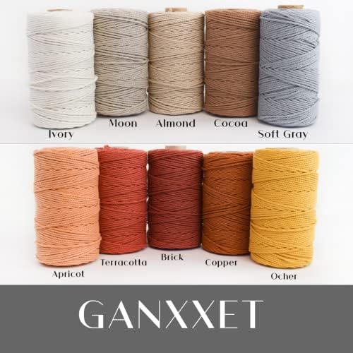 GANXXET Деним Цвят Ресни Памук Кабел 2 мм 3-слойный Тапи | 3 Направления x 480 Фута / 160 Ярда | Кабел за