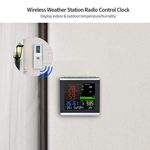 WXYNHHD Цифров Термометър, Влагомер за Безжична метеорологичната станция, Цветни LCD Часовник с Прогнозата за времето