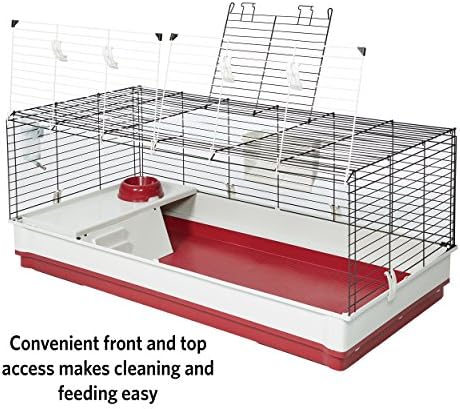Клетка за домашни любимци Midwest Homes for Pets Deluxe за зайци и Морски Свинчета, X-Large, Бяло с Червено
