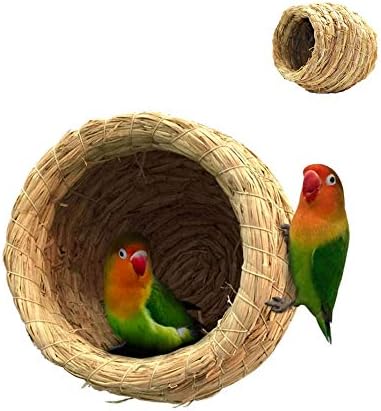 Птичето Гнездо от слама ЛЯН, Къщичка за птици, Ръчно изработени от билки за Папагал Какаду, което се канарче, се пазят
