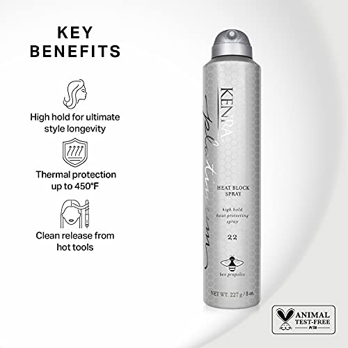 Kenra Platinum Heat Block Spray 22 | Термозащитный лак За коса | Висока степен на фиксация За издръжливост при полагане