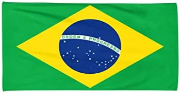 Плажна Кърпа с флага на Бразилия, на 40 x 71 (100 x 180 см), Мека Кърпа, Памук, Летен подарък