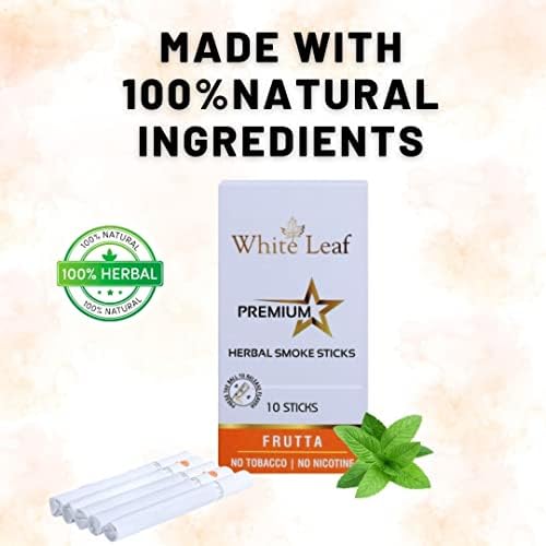 Цигари White Leaf Premium Herbal Smoke е без тютюнев дим и без никотин (опаковка от 40 пръчки) Ароматично Frutta