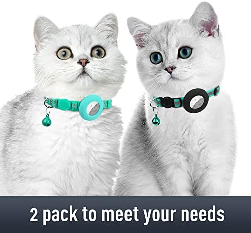 Яки Erbine за котки с въздушна етикет, 2 опаковки, Отразяваща Нашийник за котки със силикон държач за въздушна тагове