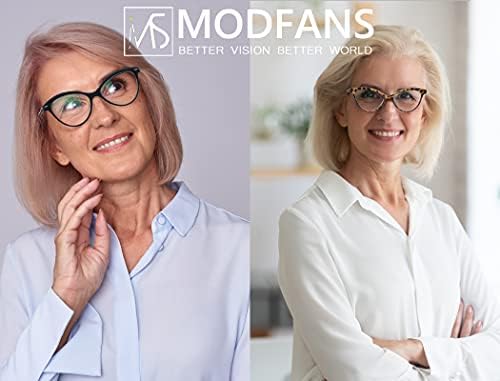 MODFANS 4 Опаковки Очила за четене Котешко око 1,5 за жените, Модерен Жена Дизайн, Удобна Пружина на Линия, Стилен 4 Двойки