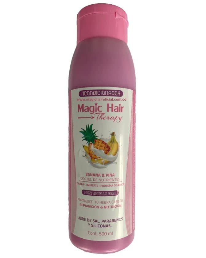 Magic Hair | Acondicionador Banano y Piña Cabello Seco | Sabila, Aguacate, Proteina de Arroz | Fortalece Hebra