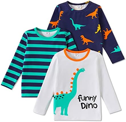 PATPAT/ Тениска с дълъг ръкав за малки Момчета, Тениски с Динозавром, Тениски с образа на Багер, Памучен Тениска