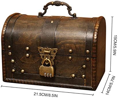 Дървени Сандъка със Съкровището, Кутия за съхранение на Пиратски Сандък със Съкровища С Предно Закопчаване, Уникален Ретро