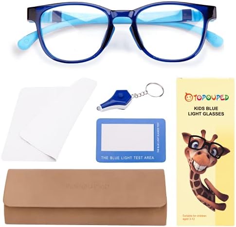 Topouped Детски Сини Светозащитные Очила лека Силиконова рамка за Компютърни игри, Очила за момчета и Момичета