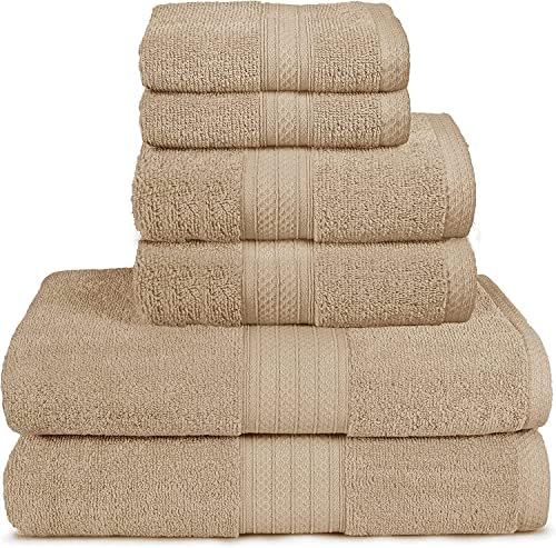 Комплект кърпи GLAMBURG от 6 теми, Гребенчатый памук - 2 Хавлиени кърпи за баня, 2 Кърпи за ръце, 2 Кърпички за пране