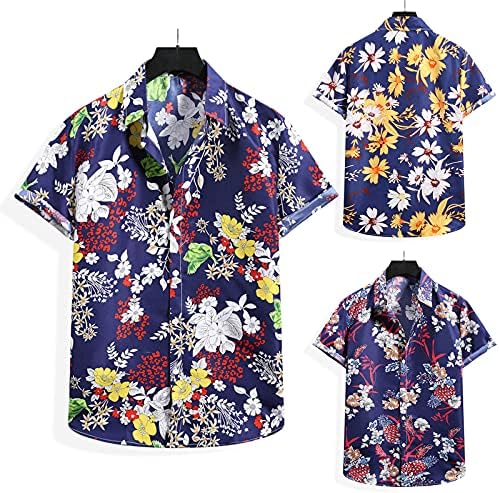 GDJGTA Хавайска Тениска за Мъже С Къси Ръкави, Отложным Яка, Цветни Принтом, Летни Плажни Ризи с Копчета