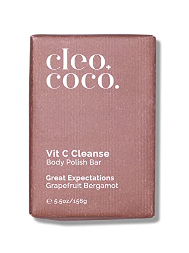 Почистване Шоколад Cleo + Coco, Почистване на сапун за тяло с витамин С, Опаковка, без отпадъци, Шоколад за полиране на тялото,