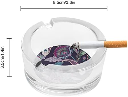 Фантазийные Цветя Пейсли Стъклен Пепелник за Цигари Около Пепелника Портативният Титуляр за Пепел Калъф за Вътрешно Външно