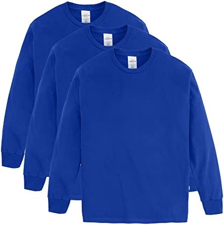 Комплект тениски Hanes Boys ComfortSoft с дълъг ръкав, Памучни тениски за момчета, 3 опаковки